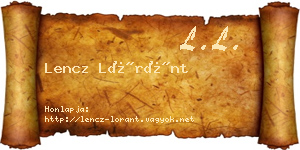 Lencz Lóránt névjegykártya