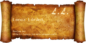 Lencz Lóránt névjegykártya